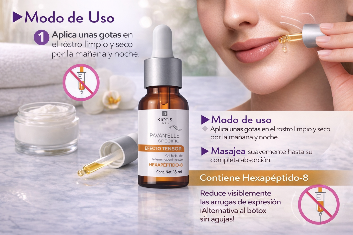 Gel Facial de Tratamiento Intensivo Hexapéptido-8 18 ML | Efecto tensor y antiedad inmediato