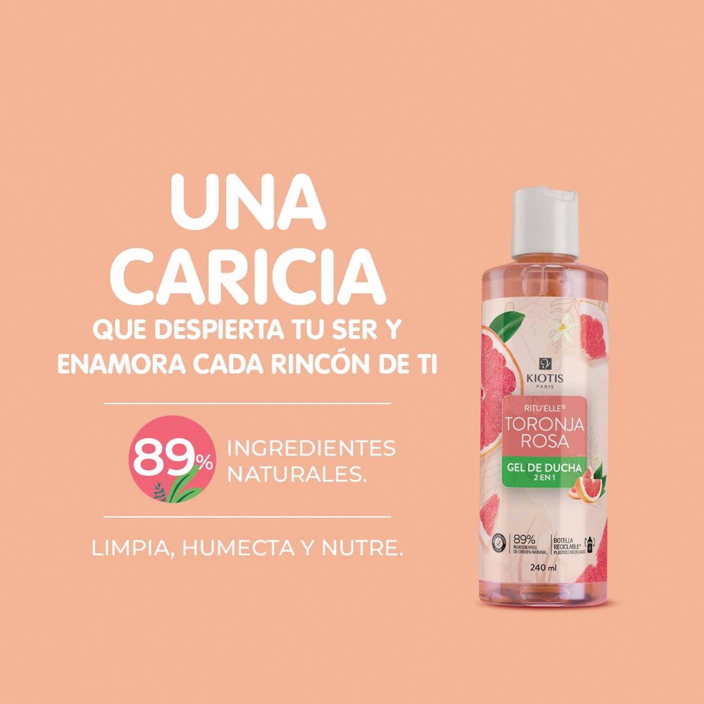 Gel de Ducha 2 en 1 Toronja Rosa 240 ML | Limpieza e hidratación para piel y cabello