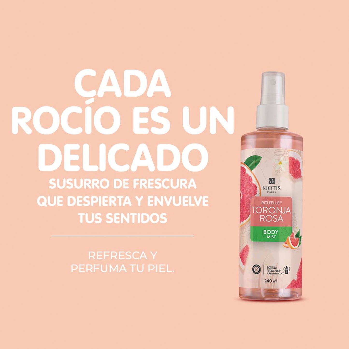 Body Mist Toronja Rosa 240 ML | Rocío refrescante con aroma cítrico