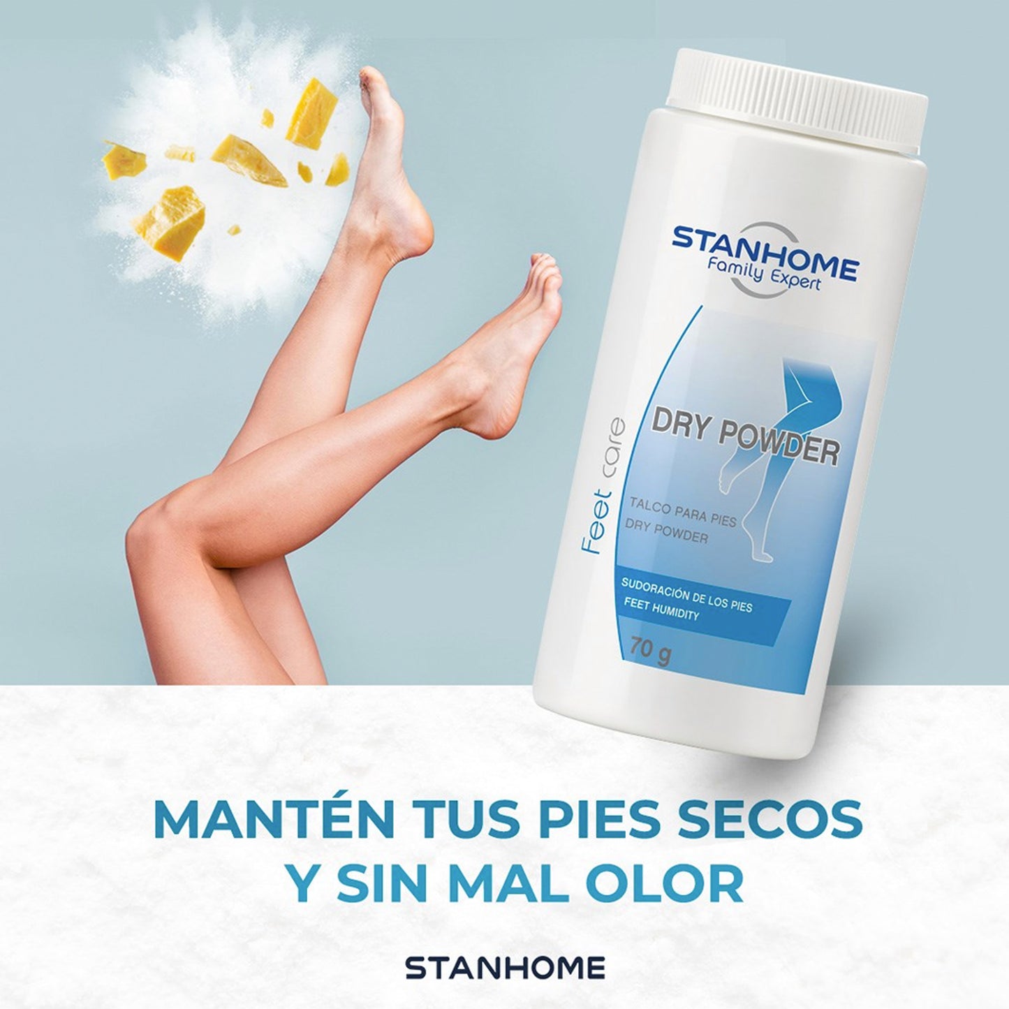 Dry Powder 70 G | Talco para Pies con Protección Antihumedad