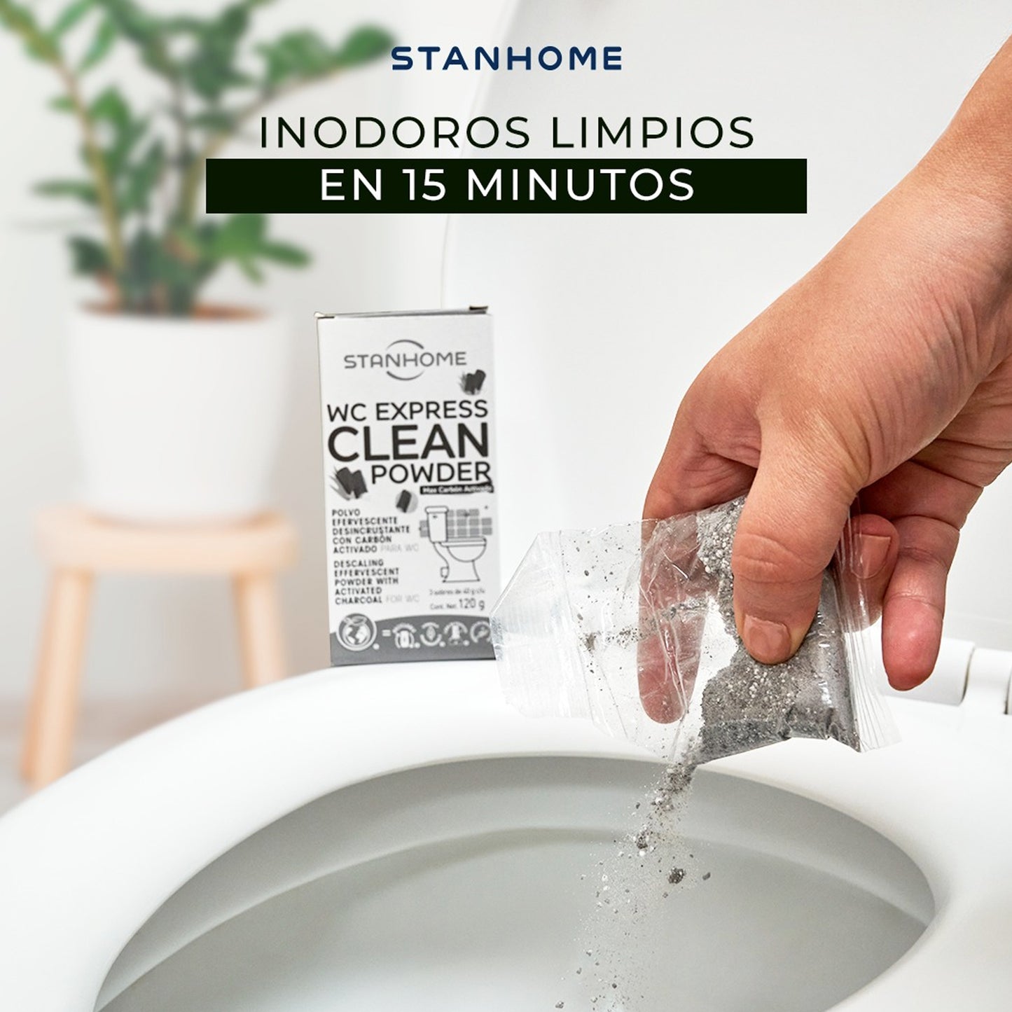 WC Express Clean Powder Max Carbón Activado 120 G | Limpieza profunda para tu inodoro en 15 minutos