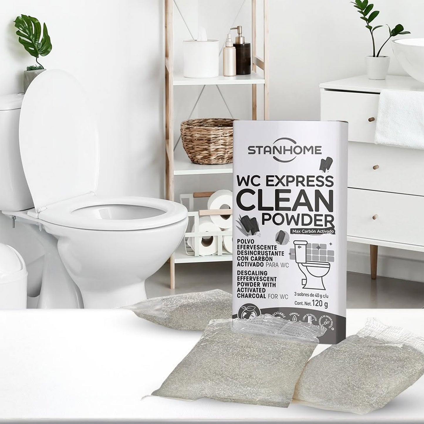 WC Express Clean Powder Max Carbón Activado 120 G | Limpieza profunda para tu inodoro en 15 minutos