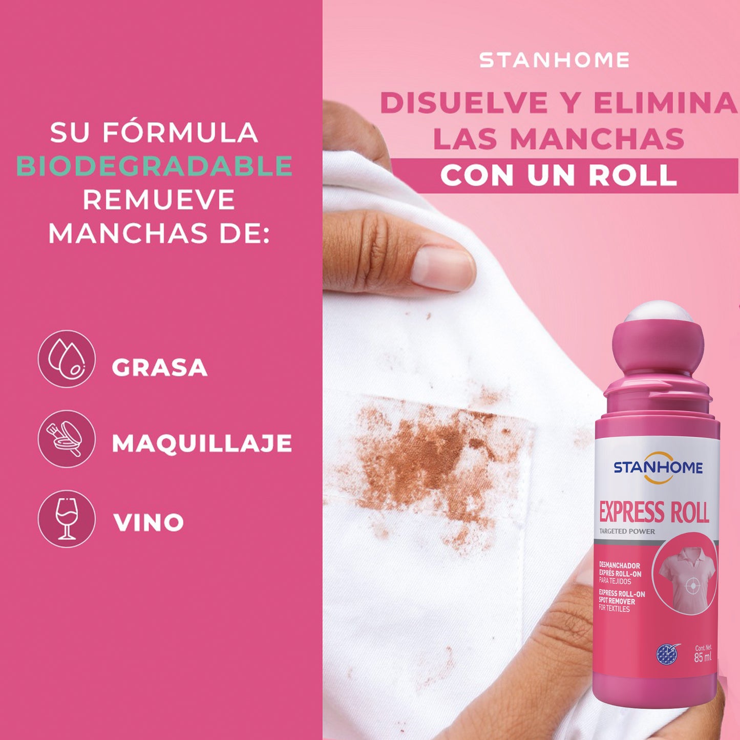 Express Roll | Desmanchador exprés roll-on para tejidos