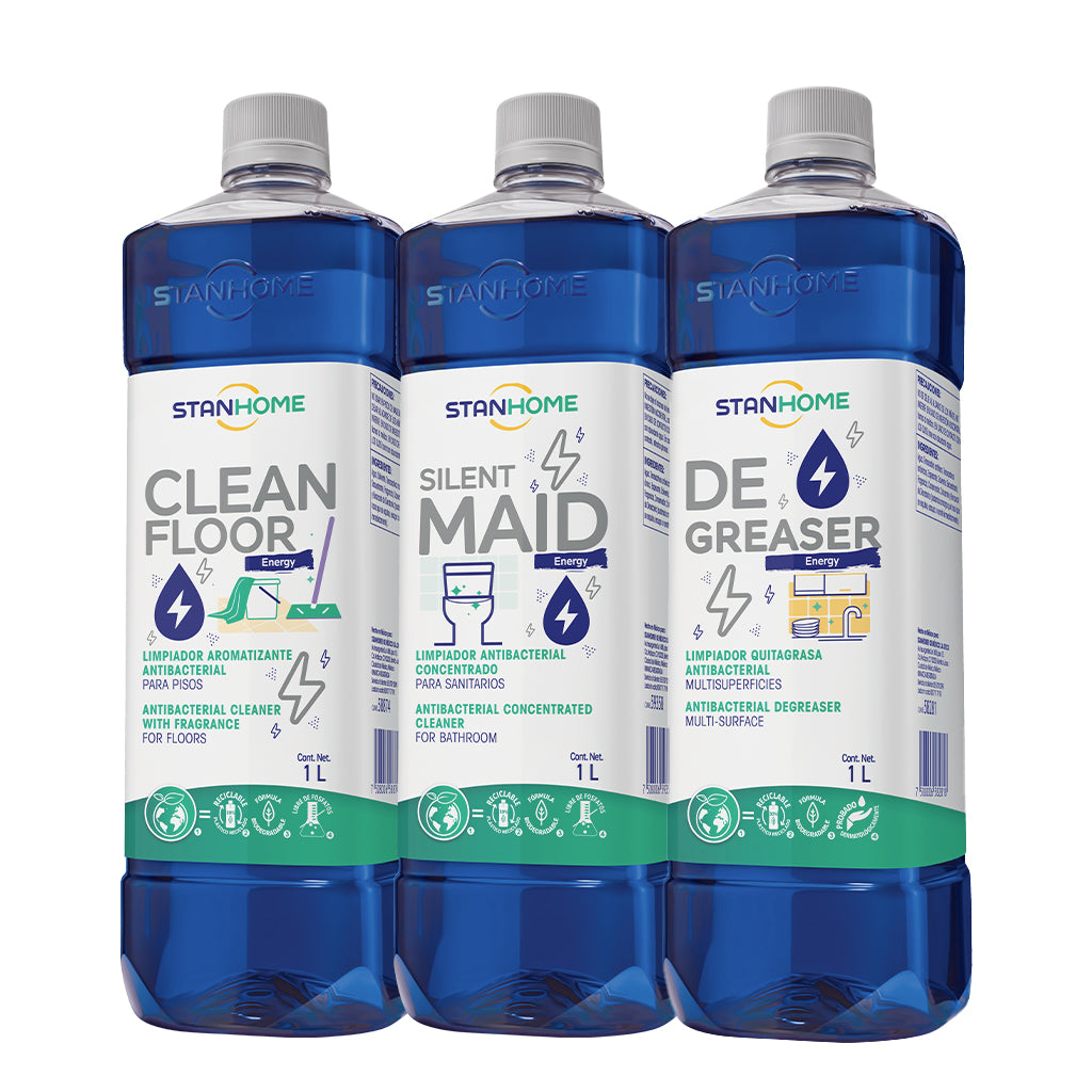 StanPack Energy 3 Piezas · Limpieza Total con Aroma Marino Maderoso