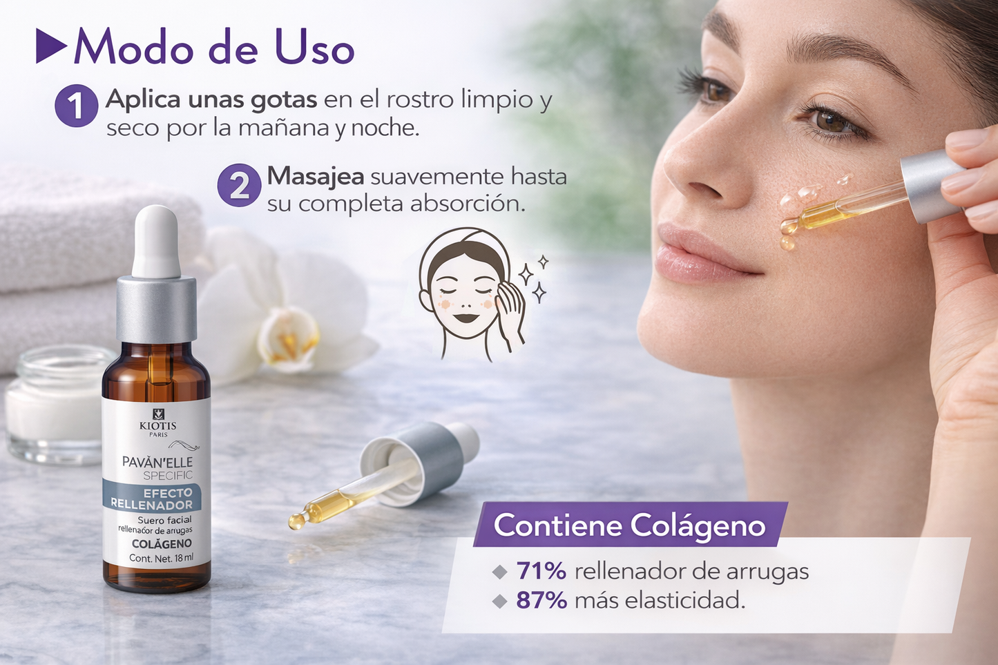 Pavan’Elle Specific Suero Facial Colágeno 18 ML | Suero rellenador de arrugas con efecto firmeza