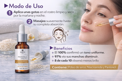 Pavan’Elle Specific Suero Facial Polvo de Arroz 18 ML | Antiimperfecciones y tono uniforme