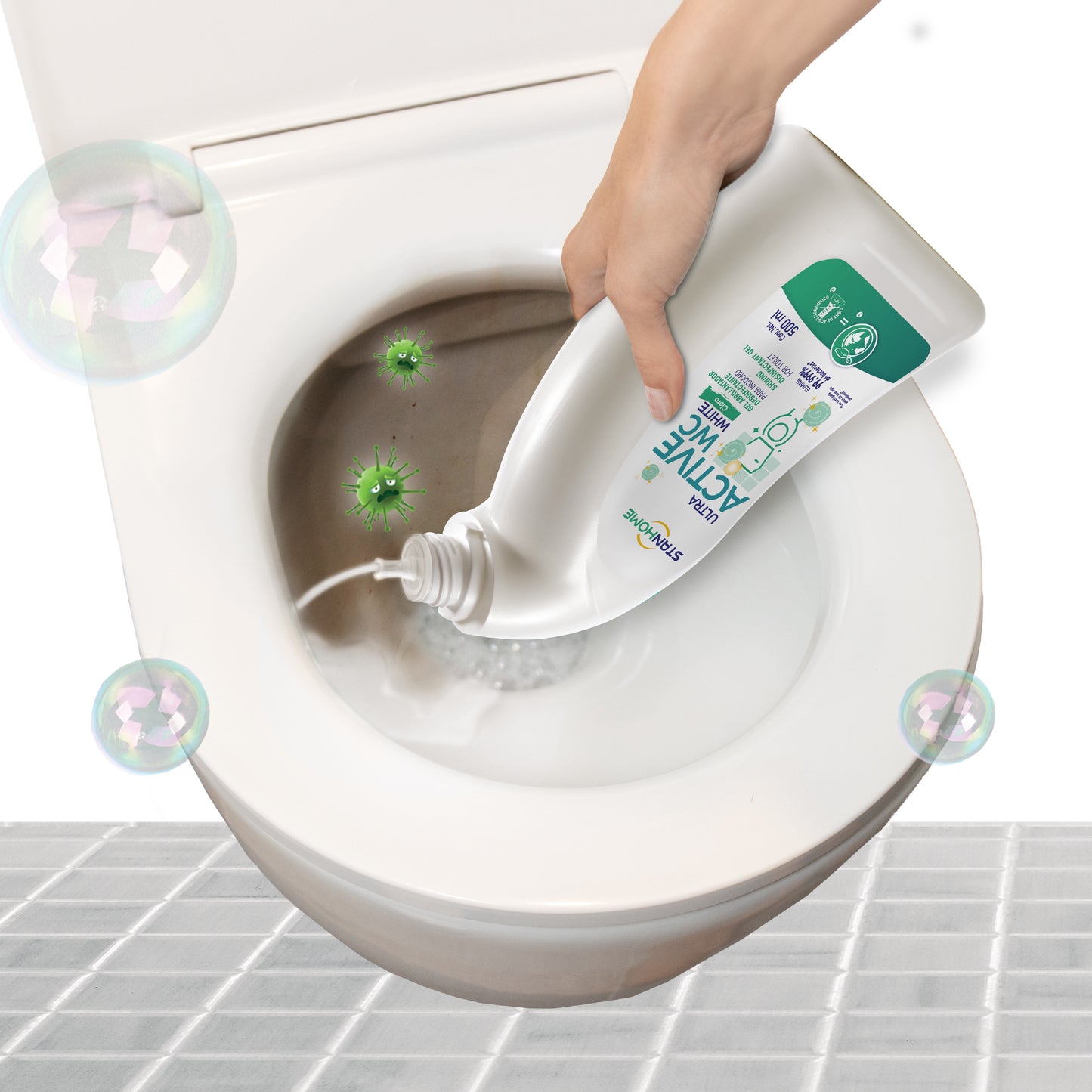 Ultra Active WC White 500 ML | Gel abrillantador desinfectante para inodoro