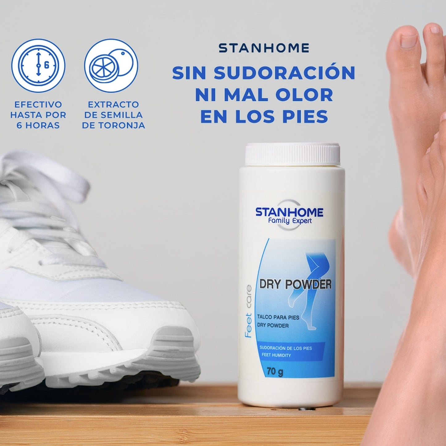Dry Powder  70 G | Talco para Pies con Protección Antihumedad