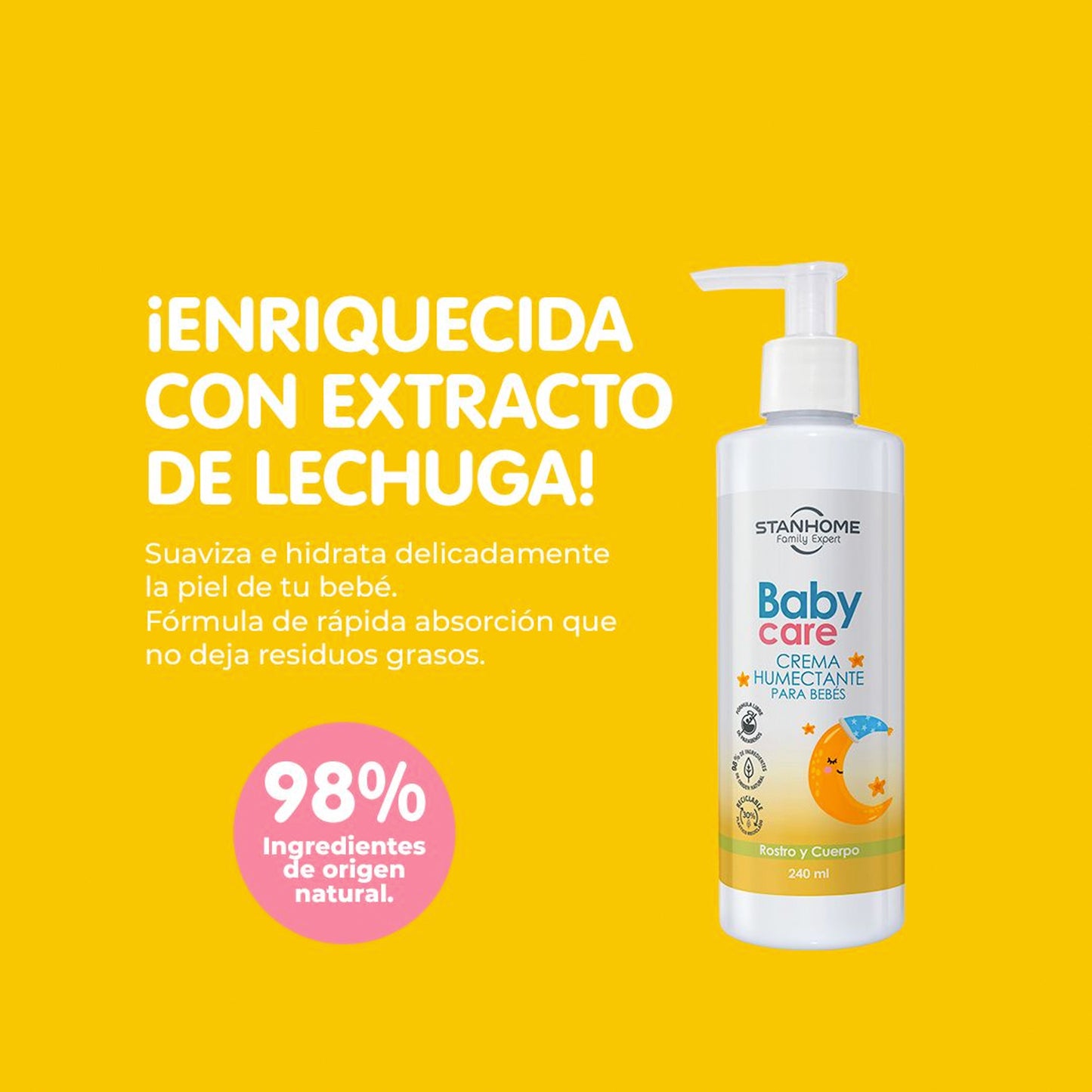 Crema Humectante para Bebés 240 ML | Hidratación delicada y natural
