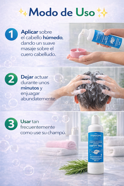 Fortify Max Shampoo Cola de Caballo 300 ML | Shampoo fortalecedor para caída del cabello