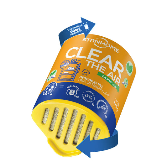 Clear The Air Bicarbonato 115 G | Elimina malos olores del refrigerador con bicarbonato